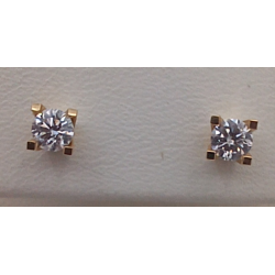 14 KARAAT GEEL GOUDEN OORKNOPPEN MET BRILJANT TOTAAL 0.40 CRT - 13904