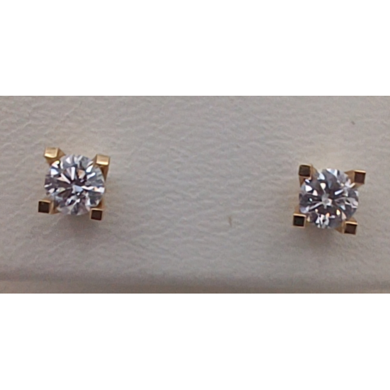 14 KARAAT GEEL GOUDEN OORKNOPPEN MET BRILJANT TOTAAL 0.40 CRT - 13904