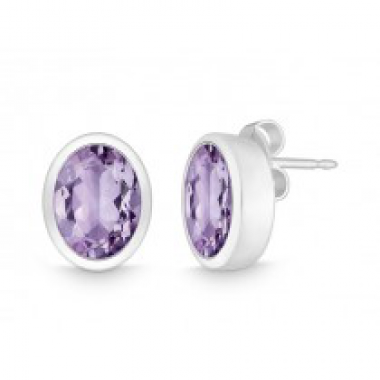 QUINN ZILVEREN FANTASIE OORSTEKERS MET AMATHIST - 14493
