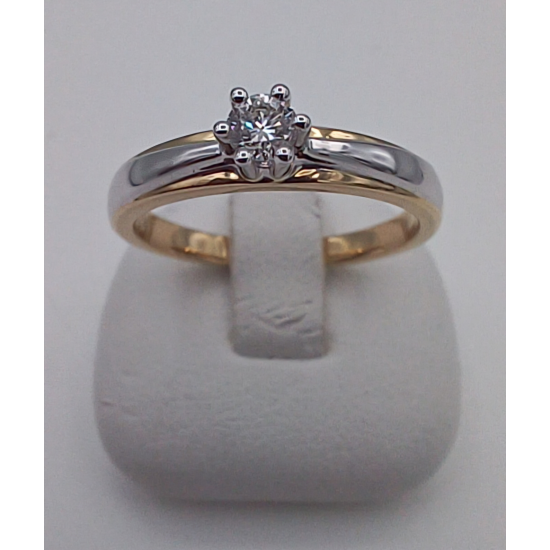 14 KARAAT BICOLOR GOUDEN RING MET 1 X 0.15 CRT. BRILJANT VS/TW - 14551
