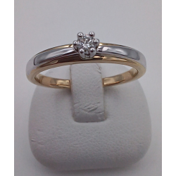 14 KARAAT BICOLOR GOUDEN FANTASIE SOLITAIR RING MET 0.05 CRT BRILJANT VS2/TW - 18759