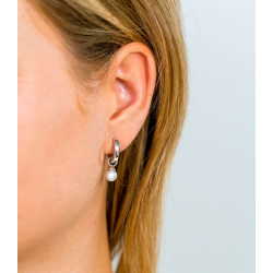 ZINZI CREOOLHANGERS ZILVER MET PAREL - 33724