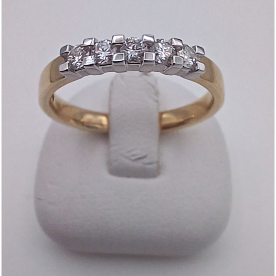 14 KARAAT BICOLOR GOUDEN RIJRING MET 5 X 0.05 CRT. BRILJANT VS/TW - 34149