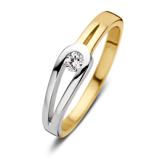 14 KARAAT BICOLOR GOUDEN RING MET ZIRCONIA - 35282