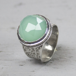 JEH COLLECTION ZILVER RING MET GROENE KWARTS - 32379