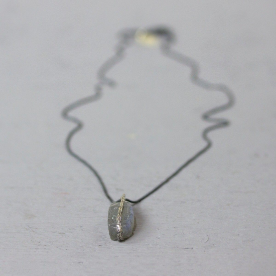 JEH COLLECTION ZILVEREN COLLIER MET LABRADORIET - 34381