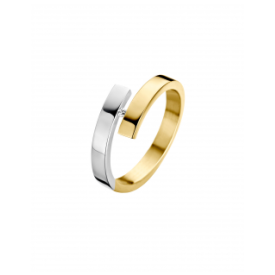 FJORY BICOLOR RING MET BRILJANT 0.02 CARAAT - 36013