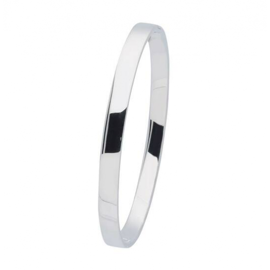 ZILVEREN MASSIEVE BANGLE 6 MM VIERKANT - 36219