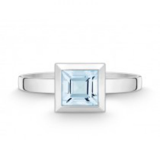 QUINN ZILVEREN RING MET BLAUWE TOPAAS - 36682