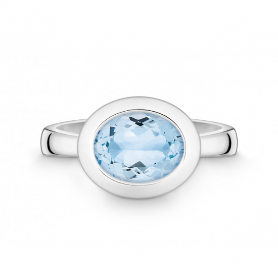 QUINN ZILVEREN RING MET BLAUWE TOPAAS - 36683