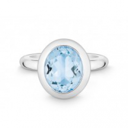 QUINN ZILVEREN RING MET BLAUWE TOPAAS - 36681