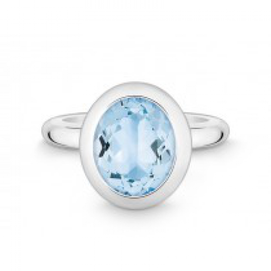QUINN ZILVEREN RING MET BLAUWE TOPAAS - 36681