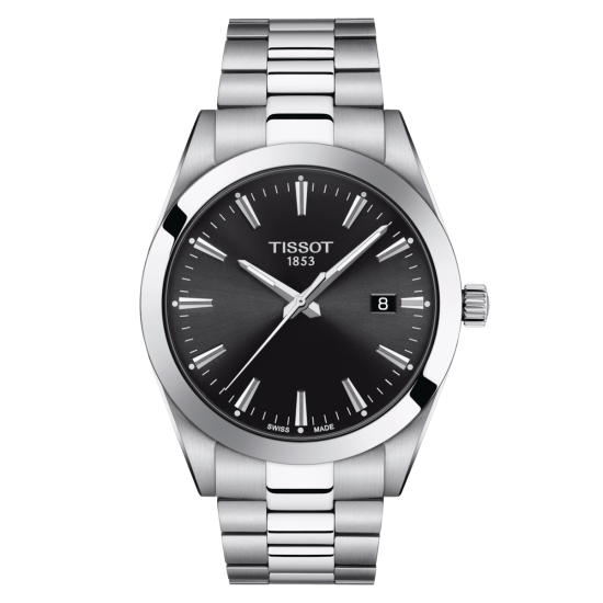 TISSOT  1853 GENTELMAN QUARTZ STAAL MET ZWARTE WIJZERPLAAT - 37115