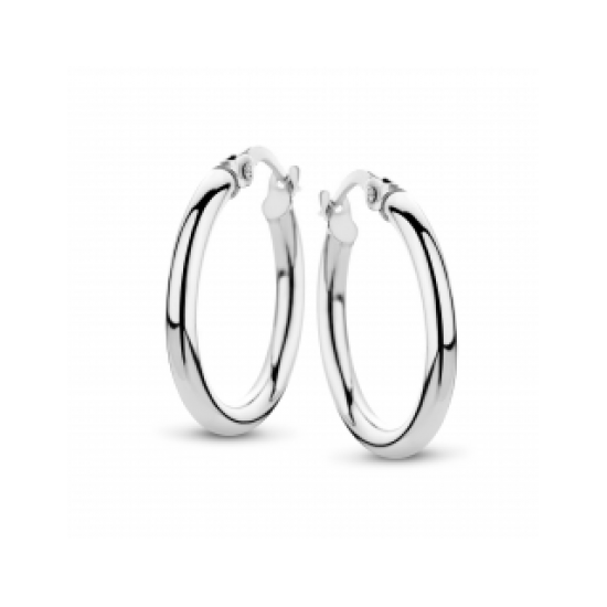 FJORY  WITGOUDEN CREOLEN MET ZILVEREN KERN - 37778