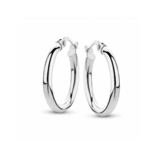 FJORY  WITGOUDEN CREOLEN MET ZILVEREN KERN - 37779