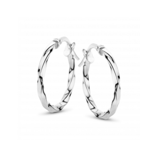 FJORY WITGOUDEN CREOLEN MET ZILVEREN KERN - 37784