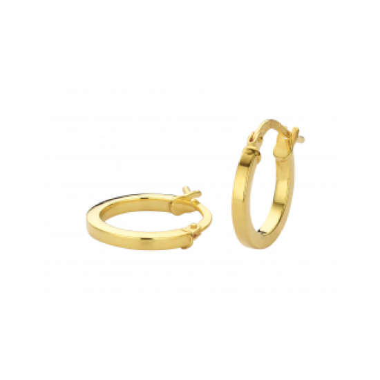 GEELGOUDEN CREOLEN MET ZILVEREN KERN - 37766