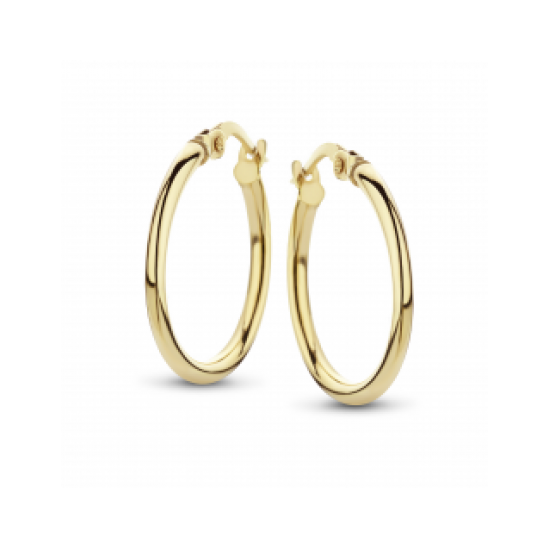 FJORY  GEELGOUDEN CREOLEN MET ZILVEREN KERN - 37774