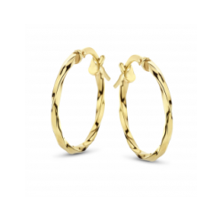 FJORY  GEELGOUDEN CREOLEN MET ZILVEREN KERN - 37780