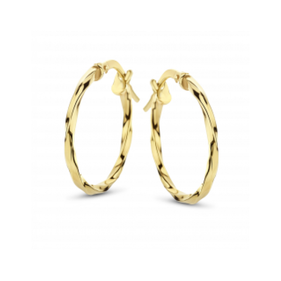 FJORY  GEELGOUDEN CREOLEN MET ZILVEREN KERN - 37780