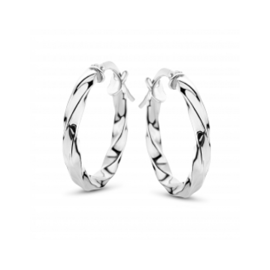 FJORY WITGOUDEN CREOLEN MET ZILVEREN KERN - 37785