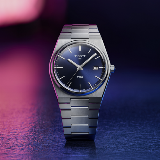 TISSOT PRX  QUARTZ MET BLAUWE WIJZERPLAAT - 38083