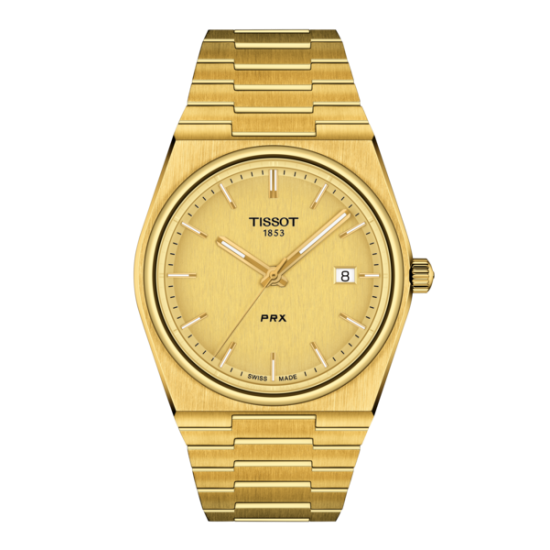 TISSOT PRX  QUARTZ DOUBLE MET CHAMPAGNE WIJZERPLAAT - 38085