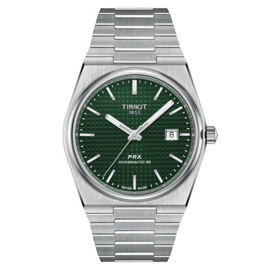 TISSOT 1853  PRX AUTOMAAT POWERMATIC STAAL MET GROENE WIJZERPLAAT - 38469