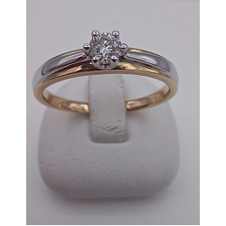 14 KARAAT BICOLOR GOUDEN SOLITAIR RING MET BRILJANT 0.20 CRT. VS/TW - 38631