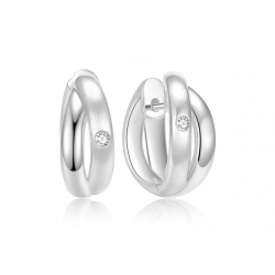 QUINN ZILVEREN CREOLEN MET BRILJANT 2 X 0.03 CARAAT - 38911