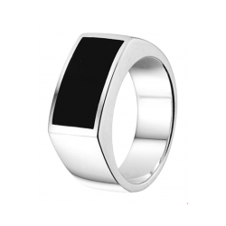 ZILVEREN HERENRING MET ONYX - 36655