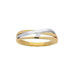 Bicolor gouden ring fanatsie met diamant 0.035 - 39629