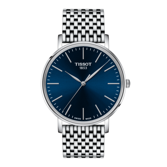 TISSOT 1853 HORLOGE EVERYTIME STAAL MET BLAUWE WIJZERPLAAT - 39654