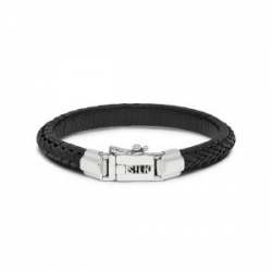 SILK JEWELLERY ARMBAND LEER/ ZILVER, - 39693