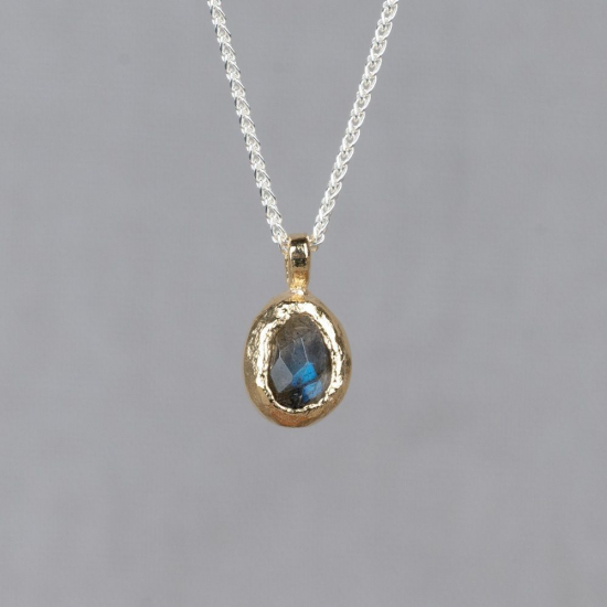 JEH COLLIER ZILVER MET LABRADORIET HANGER - 39762