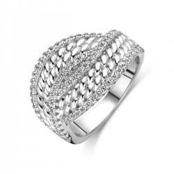 Zilveren fantasie ring met zirconia - 39846