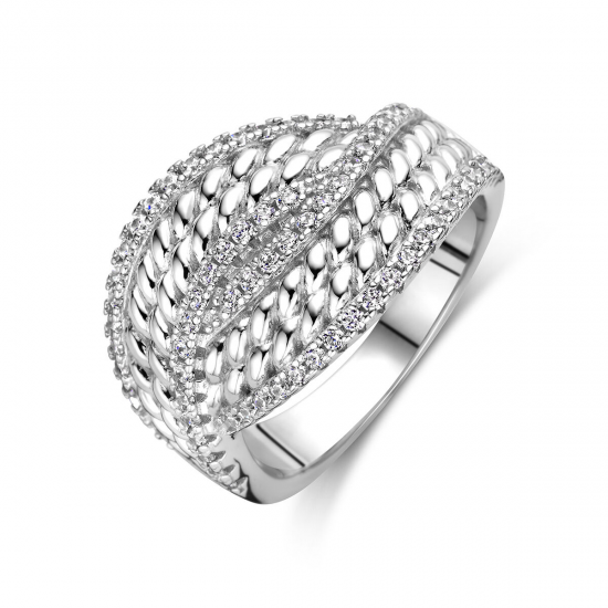 Zilveren fantasie ring met zirconia - 39846