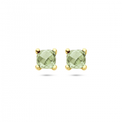 14 karaat geelgouden oorsieraden met groene amathist - 39870