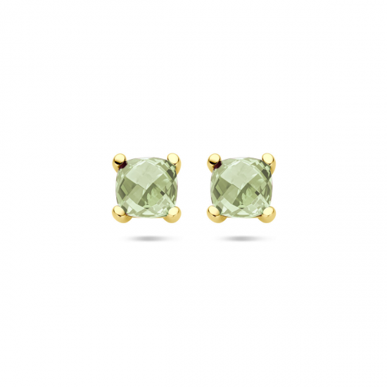 14 karaat geelgouden oorsieraden met groene amathist - 39870