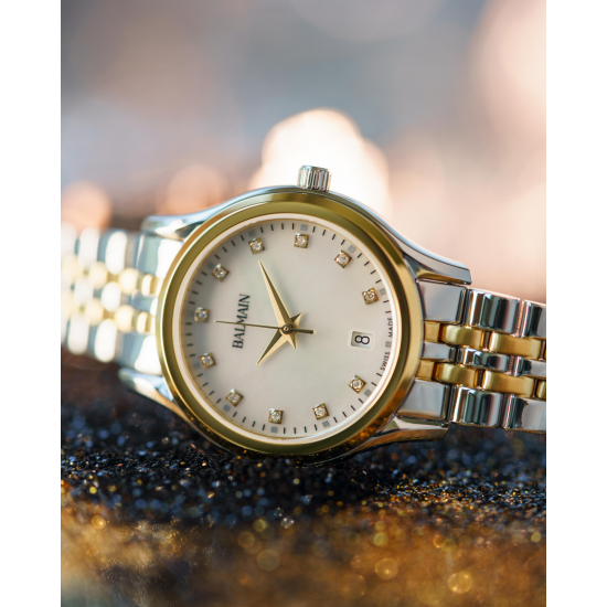 BALMAIN BICOLOR STAAL DAMESHORLOGE MET DIAMANT - 39901