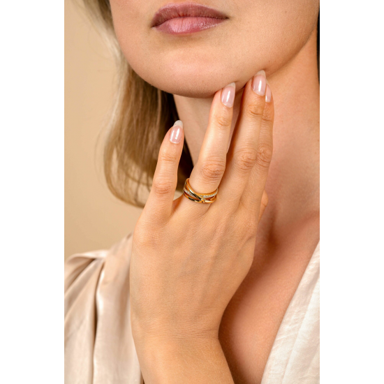 ZINZI GOLD PLATED ZILVEREN RING - 39997