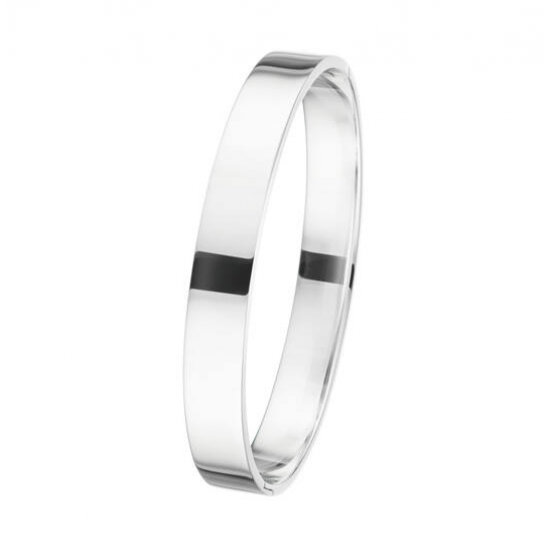 ZILVEREN MASSIEVE BANGLE 10 MM VIERKANT - 40094