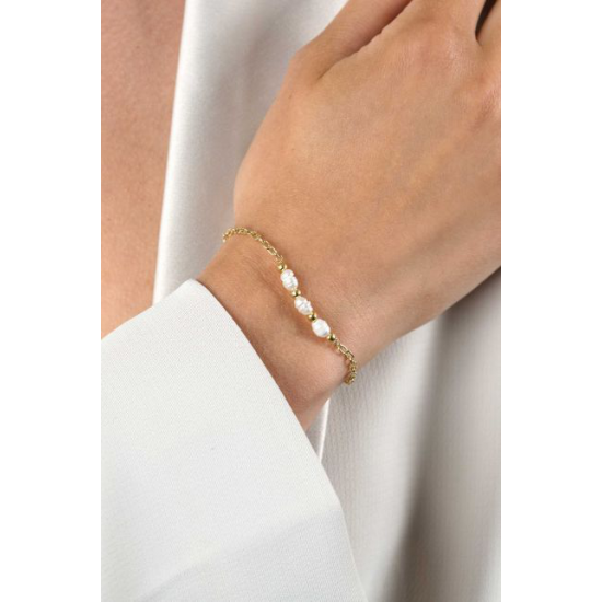 ZINZI ZILV.  VERGULDE ARMBAND  MET PARELS - 40141