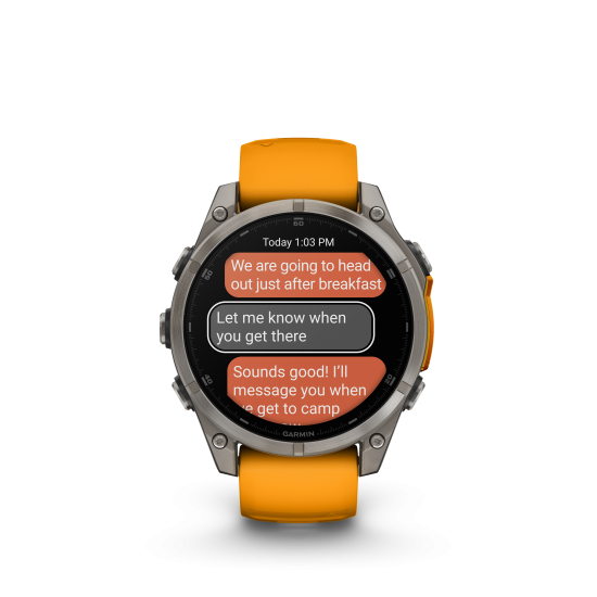 Fenix 8 - 47 mm, AMOLED Sapphire, Titanium met Spark orange/graphite siliconen band - 40186