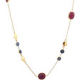 GOUD DAMES COLLIER ROOD EN BLAUW KORUND - 40193