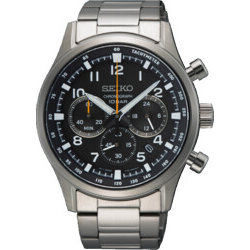 SEIKO HEREN CHRONOGRAAF STAAL ZWART 100M - 40201