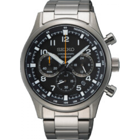 SEIKO HEREN CHRONOGRAAF STAAL ZWART 100M - 40201