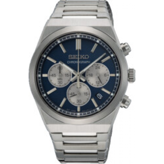 SEIKO HEREN CHRONOGRAAF STAAL BLAUW 100M - 40202