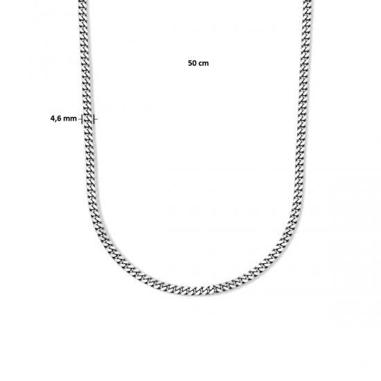 zilver geoxideerd heren gourmet collier - 40220