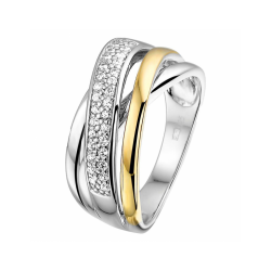 Ring zilver/goud zirkonia - 42781